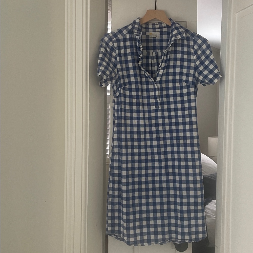 Boden Navy and White Checkered Dress